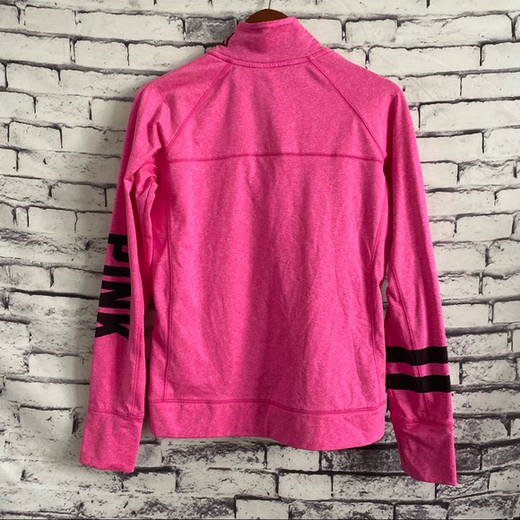 Victoria’s Secret Pink Half-Zip Pullover Heathered Pink/Black Size Large - Picture 4 of 5